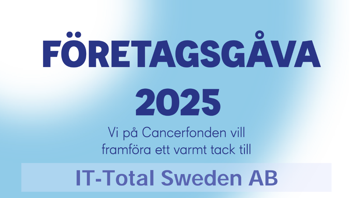 Diplom från Cancerfonden för IT-Totals företagsgåva